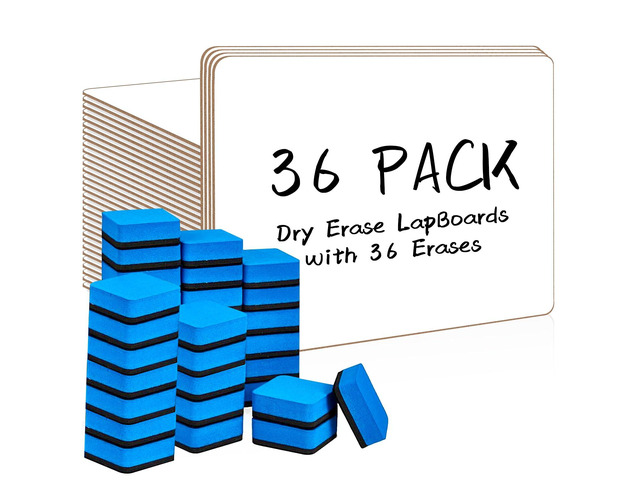 36 Pack Double Sided Dry Erase Boards with 36 Erasers, 12.5 x 9 Inch Double-Sided Reusable Small White Board, Smooth Writing & Wipe-Clean Design,...