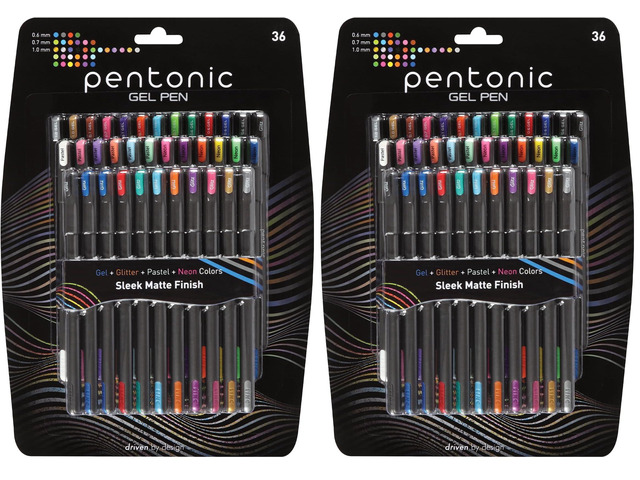 Gel Pens, 36 Count, 36 Assorted Colors (Assorted Color, Neon, Pastel & Glitter), Medium & Fine Point, Smooth Writing For Journaling (1002358) (Pack...