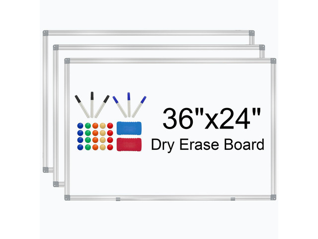 3' x 2' Whiteboard Dry Erase White Board for Wall 36x24 (3pcs) Magnetic Boards for Office Classroom & Home, Small Wall Whiteboard Including 6...
