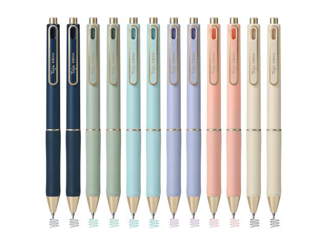 Gel Pens, 12 Pcs Quick Dry Color Ink Pens, 0.5mm Fine Point, Pastel Retractable Pens with Soft Grip, Smooth Writing for Journaling and Note Taking,...
