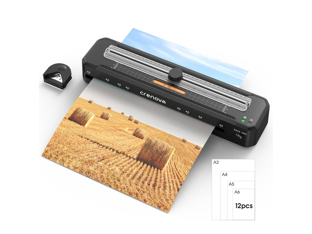 Laminator Machine with 12 Laminating Sheets, A3 Laminating Machine Hot & Cold with Trimmer Corner Rounder, Fast Warm Technology, 13-Inch Laminator...