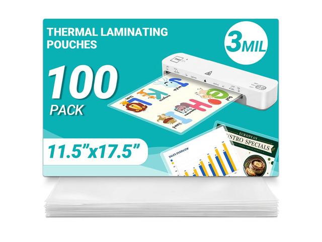 11x17 Laminating Sheets, 100 Pack, 3 Mil Thermal Laminating Pouch 11.5 x 17.5 Inch Thermal Laminating Pouches, Ultra Clear, Glossy, Heat Seal,...