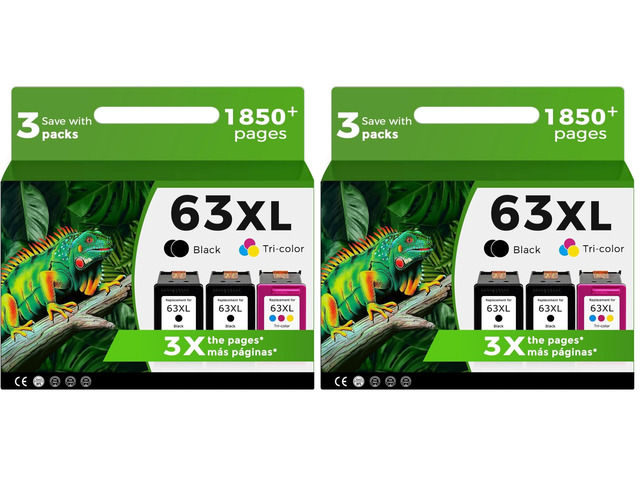 63XL Ink Cartridge Black Color Combo Pack Replacement for HP Ink 63 XL HP63 (Pack of 2)