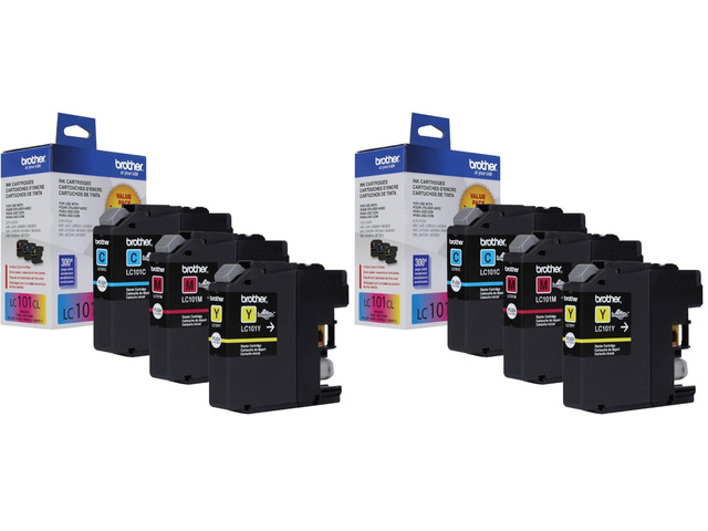 Genuine Standard Yield Color Ink Cartridges, LC1013PKS, Cyan, Magenta, Yellow, 300 Pages/Cartridge, 3 Count (Pack of 2)