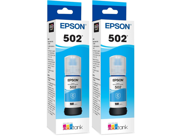 502 EcoTank Ink Ultra-high Capacity Bottle Cyan Works with ET-2850,ET-2980,ET-2988,ET-3850,ET-3930,ET-3950,ET-4850,ET-4950 and Other Select EcoTank...