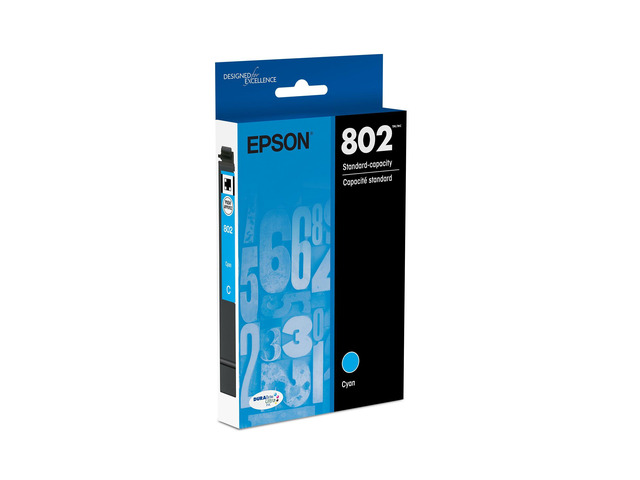 802 Genuine Ink Standard Capacity Cyan Cartridge T802220 Works With WorkForce Pro WF-4720 WF-4730 WF-4734 WF-4740 Inkjet Printers