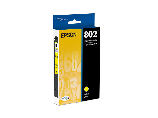 802 Genuine Standard Capacity Yellow Ink Cartridge T802420 Works With WorkForce Pro WF-4720 WF-4730 WF-4734 WF-4740 Inkjet Printers