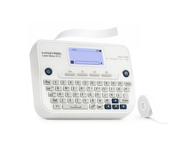 E12 Keyboard & Bluetooth Label Maker Machine Rechargeable, Backlit Display, App with 30+ Fonts & 660+ Icons, Minimal Margin, Inkless, for School,...