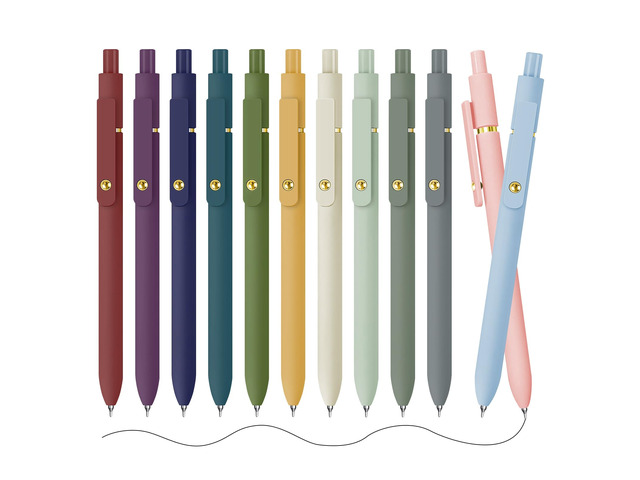 Gel Pens, 12 Pack Gold Retro and Gold Morandi 0.5mm Black Ink Pens Fine Point Smooth Writing Pens for School Office Supplies, Gifts for Women Girls