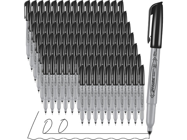 Permanent Markers, Ultra Fine Point,Black,100 Count, 0.4mm, Fine tippermanent marker set, quick dry,waterproof, fading resists, durable,marks on...