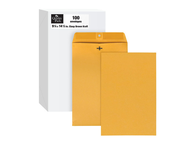 37894 Clasp Envelopes, 9-1/4x14-1/2, 28lb, Brown Kraft, 100/Box,Light Brown