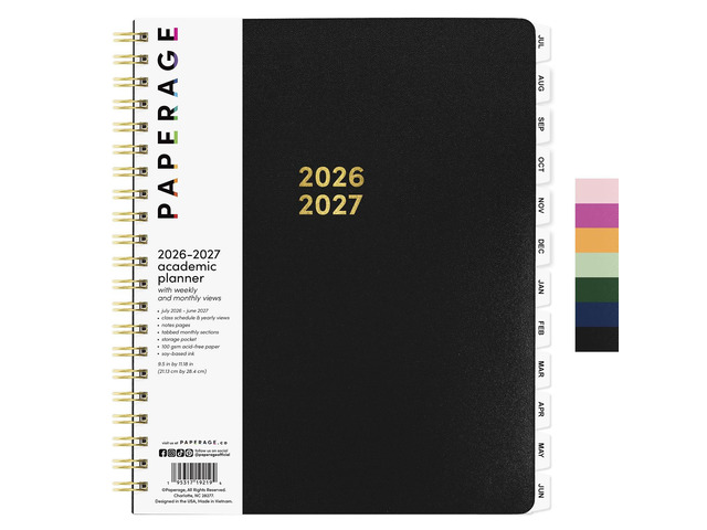 Academic Planner, Weekly & Monthly Planner & Calendar, 12-Months, July 2026 - June 2027, (9.5' x 11'), School & Student Planning Agenda with Tabs,...