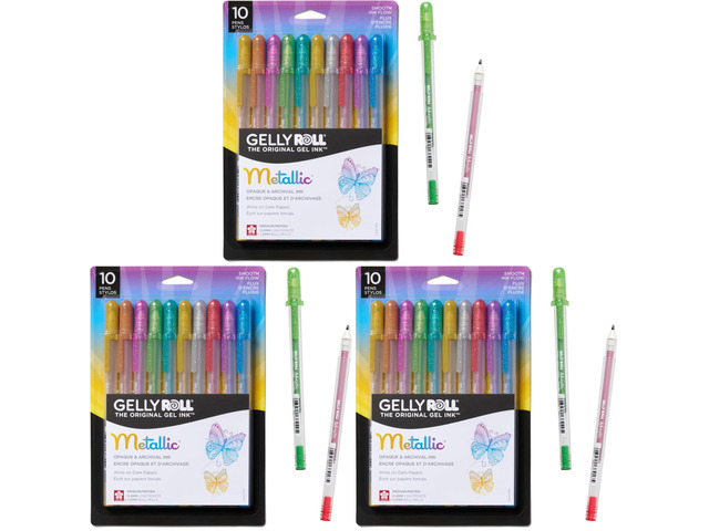 Gelly Roll Metallic Gel Pens - Pens For Scrapbook, Journals or Drawing - Art Gifts, Holiday Gifts & DIY Projects - Colored Metallic Ink - Medium...