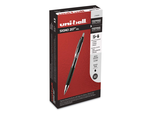 207 Retractable Gel Pens Bold Point, 1mm, Black, (Pack of 24)