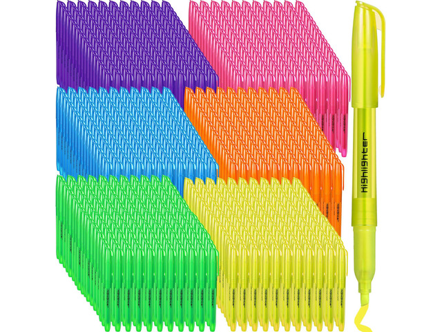 600 Pcs Highlighters Bulk 6 Assorted Colors Chisel Tip Markers No Bleed Quick Dry for Teachers Students, Yellow Pink Blue Orange Green Purple Bulk,...