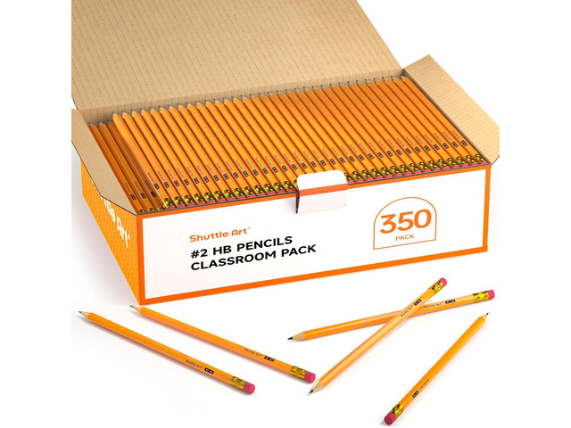 Wood-Cased #2 HB Pencils, 350 Pack Sharpened Yellow Pencils with Erasers, Bulk Pack Graphite Pencils for School and Teacher Supplies, Writing,...