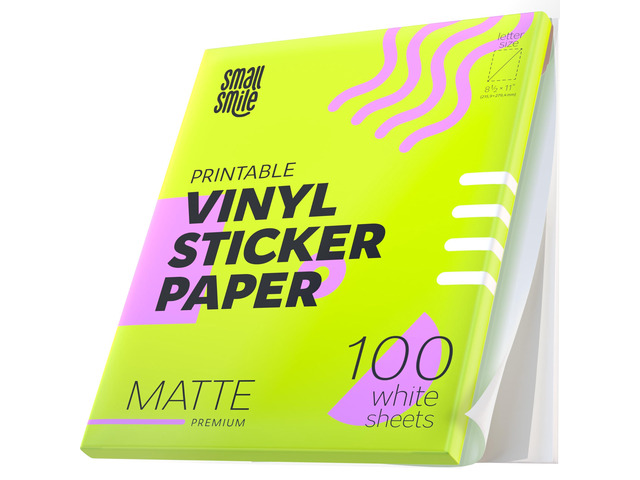 Premium Printable Vinyl Sticker Paper for Inkjet Printer and Laser - 100 White Matte Sticker Paper Waterproof - Durability Adhesive Paper 8.5x11...