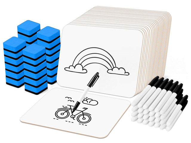26 Pack Dry Erase Boards with 26 Erasers and 26 Markers, 12.5x 9 Double-Sided Reusable Small White Board, Smooth Writing & Wipe-Clean Design,...