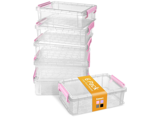 6 Pack Extra Large Pencil Box, Plastic Pencil Case Crayon Box Clear Marker Organizer Plastic Containers with Lid, Stackable Storage Boxes for Art...