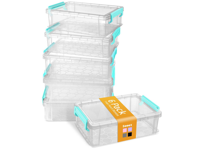 6 Pack Extra Large Pencil Box, Plastic Pencil Case Crayon Box Clear Marker Organizer Plastic Containers with Lid, Stackable Storage Boxes for Art...