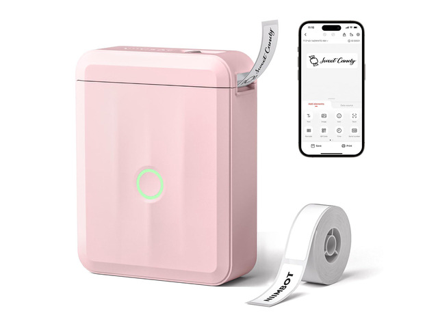 D110 Mini Label Maker Machine with Tape for Home School, Pink Portable Label Printer Bluetooth Thermal Sticker Labeler with Multiple Templates for...