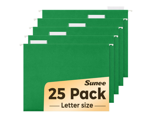 Hanging File Folders, 25 Pack Letter Size Hanging File Folders with 1/5-Cut Tabs, Ideal for Home and Office Organization and Papers...