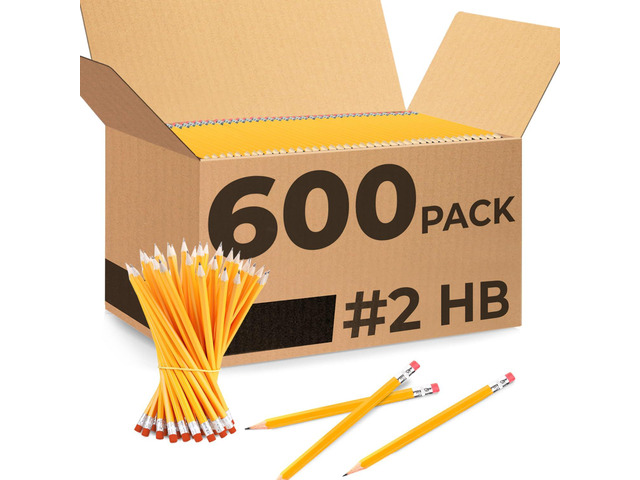 Pencils Bulk, 600 Pack, Pre Sharpened #2, Bulk Yellow Pencils Easy Hold Grip With Earsers On Top, #2 HB Sharpened, Bulk Supplies for School...