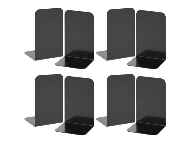 Bookends 4 Pairs, Black Metal Book Ends, Bookends for Shelves, Book Stopper for Heavy Books, Book Dividers for Home Office School Supplies
