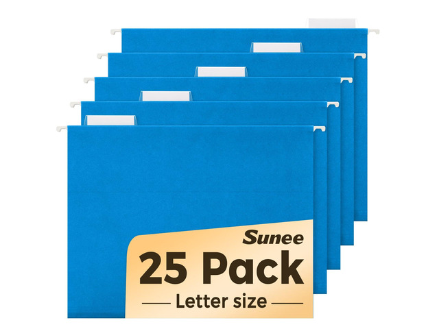 25 Pack Hanging File Folders, Blue Folders, Hanging File Folders Letter Size with 1/5-cut Tabs, Stay Organized for Your Home and Office Bulk File...