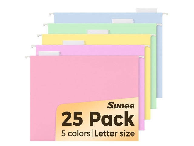 25 Pack Hanging File Folders, Bright Folders, Hanging File Folders Letter Size with 1/5-cut Tabs, Stay Organized for Your Home and Office Bulk File...