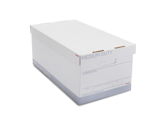 Storage & Filing Box, Letter Size, Stackable, 12-Pack, White/Gray Medium-duty boxes with handles and removable lid for document storage