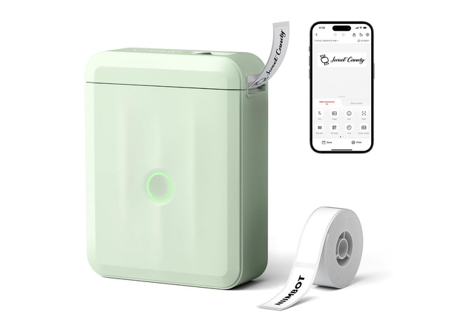 D110 Mini Label Maker Machine with Tape for Home School, Green Portable Label Printer Bluetooth Thermal Sticker Labeler with Multiple Templates for...