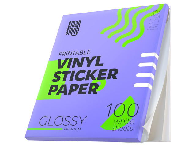 Premium Printable Vinyl Sticker Paper for Inkjet Printer and Laser - 100 White Glossy Sticker Paper Waterproof - Durability Adhesive Paper 8.5x11...