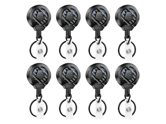 Upgraded Heavy Duty Retractable Keychain with Belt Clip, 10 OZ Retraction, 31.5' Stainless Steel Cord Key Chain, 3K Carbon Fiber ID Badge Reel...