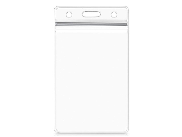 Vertical ID Card Name Tag Badge Holder with Waterproof Type Resealable Zip (Vertical Id, 50 Pcs)