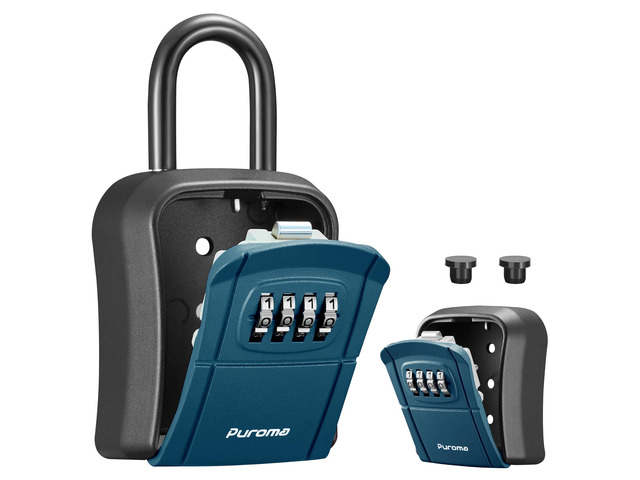 Key Lock Box Outdoor 4 Digit Code Combination Lockbox 1 Peacock Blue For Contractors Guest Realtor Storage Keys, Portable, Home Wall Mount,...