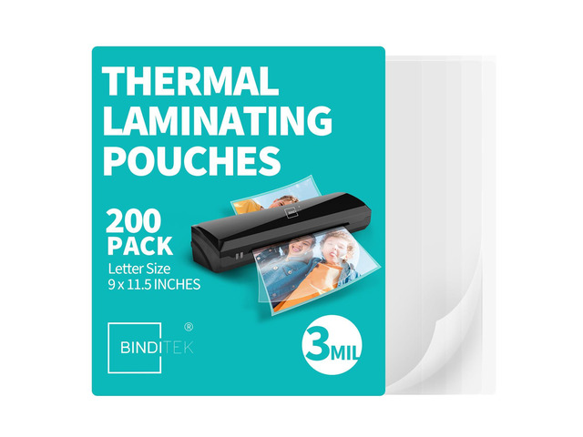 3 Mil Thermal Laminating Pouches, 9x11.5 Inches, 200 Pack, Glossy Laminating Sheets for Letter Size, Hold 8.5 x 11 Inches, Ultra Clear, Glossy,...