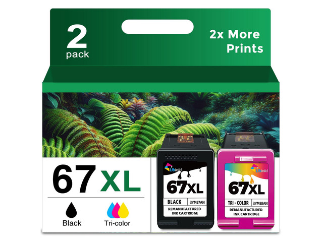 67 67XL Ink Cartridges Black/Color Combo Pack Replacement for HP Ink 67 XL Compatible for HP67 HP67XL Works DeskJet 2855e 2800e 2827e 2700 2700e...