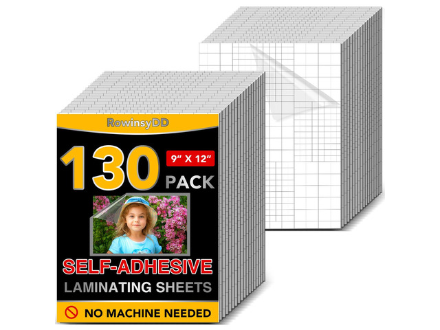 130 PCS Self Laminating Sheets, Self Adhesive Laminating Sheets 8.5 x 11 Self-adhesive Cold Laminating Sheets No Machine No Heat Self Sealing...