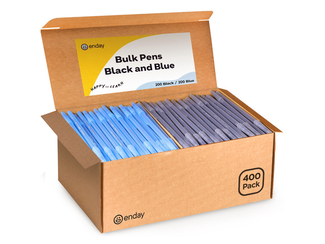 Ballpoint Pens Bulk Blue and Black Pens (400 Pack) 200 Black & 200 Blue - Medium Point (1.0mm) Flexible Round Barrel For Writing Comfort, Pens Bulk...
