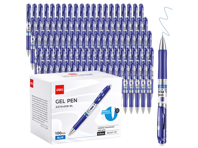 Gel Pens, 100 Pcs Pens Blue Ink, Retractable Medium Point Pen 0.7mm Smooth Writing, Fast Dry, No Bleed for Journaling Note Taking, Home School...