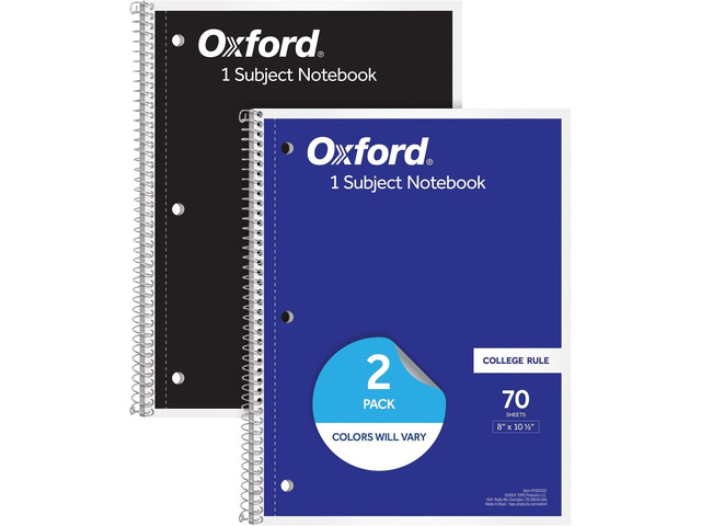 Spiral Notebooks, 1 Subject, College Ruled Notebooks for School, 8 x 10.5 Inches, 70 Sheets, Assorted Colors, Back to School Supplies (1002522), 2...