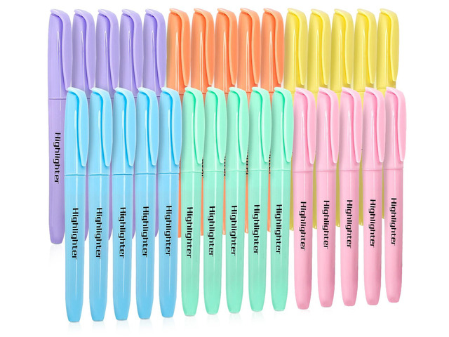 30 Pack No Bleed Pastel Highlighters with Soft Chisel Tips 6 Pastel Colors, Bright Highlighters, Office Supplies, School Supplies