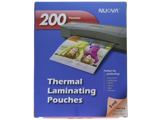 Nuova 200-Pack, 5 Mil Thermal Laminating Pouches 9 x 11.5 Inches, Letter Size (LP205H)
