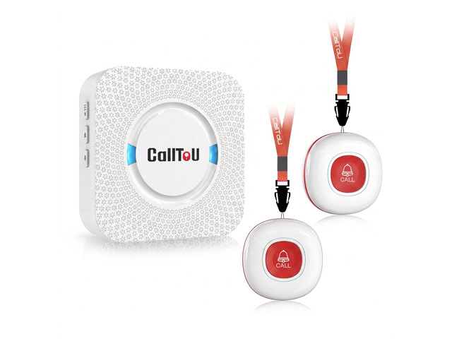 Wireless Caregiver Pager Call Button for Elderly at Home Nurse Alert System 500+ Feet for Seniors/Elderly/Patient/Disabled 1 Plugin Receiver 2...