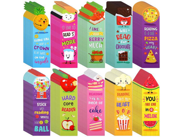 400 Pcs Scented Bookmarks for Kids, Fruit Food 10 Styles Assorted Designs Scratch and Sniff, Fruit Food Theme Sayings for Students, Teens, Food...