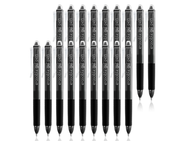 18 Black Retractable Erasable Gel Pens Clicker, Fine Point(0.7), Make Mistakes Disappear, Premium Comfort Grip, Black Ink for Planners, Note Taking...