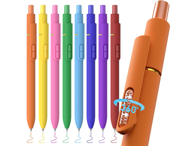 8Pcs Colorful Gel Pens - 0.7mm Fine Point Colored Ink Fidget Pens Smooth Writing Quick-Dry Pens, No Bleed, Journaling,Note Taking,Coloring,Drawing,...