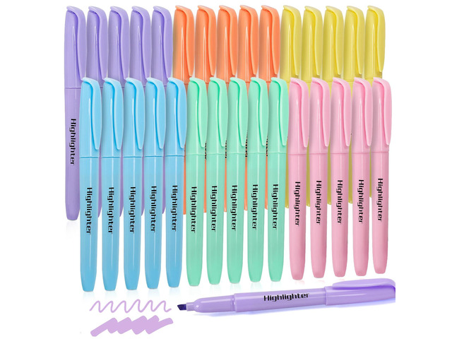 30 Count Highlighters, Pastel Highlighters Assorted Colors Bulks, Chisel Tip Dry-Quickly Highlighter Markers for Adult Kids, Office Classroom Must...