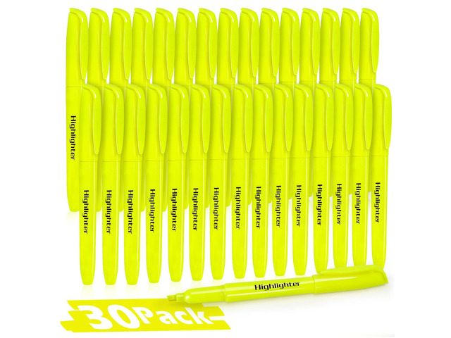 30 Yellow Highlighters, Chisel Tip Dry-Quickly Highlighter Markers, Highlighter Bright Colors for Adult Kids, Office Classroom Must Have, School...